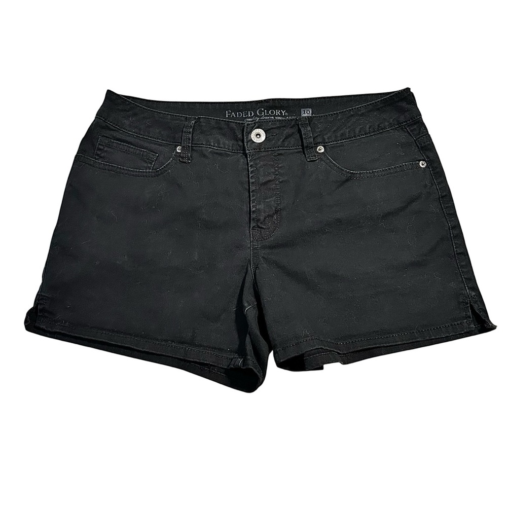 Faded Glory Black Twill Cotton Shorts Size 10